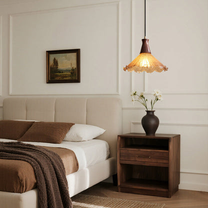 Lavisa - Cracked Glass Pendant Light Brass and Walnut Ceiling Fixture