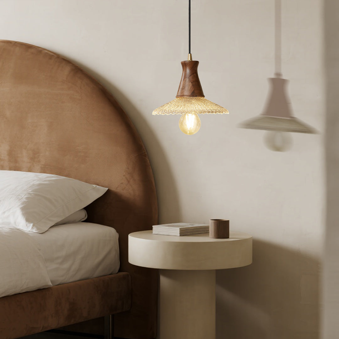 Lavisa - Wabi Sabi Wood and Glass Pendant Light Japanese Ceiling Lamp