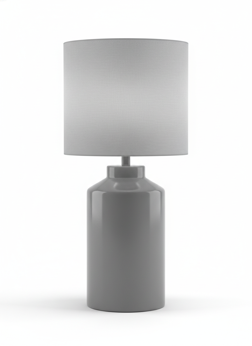 Lavisa Modern Gray Ceramic Table Lamp with fabric drum shade