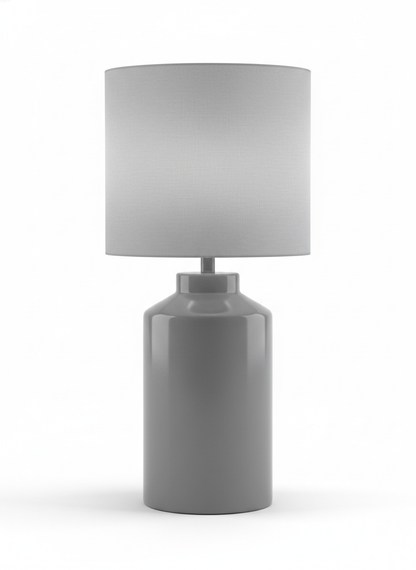 Lavisa Modern Gray Ceramic Table Lamp with fabric drum shade