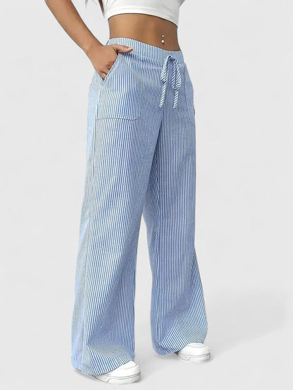 Lavisa - Relaxed Wide Leg Drawstring Pants with Pockets