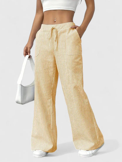 Lavisa - Relaxed Wide Leg Drawstring Pants with Pockets