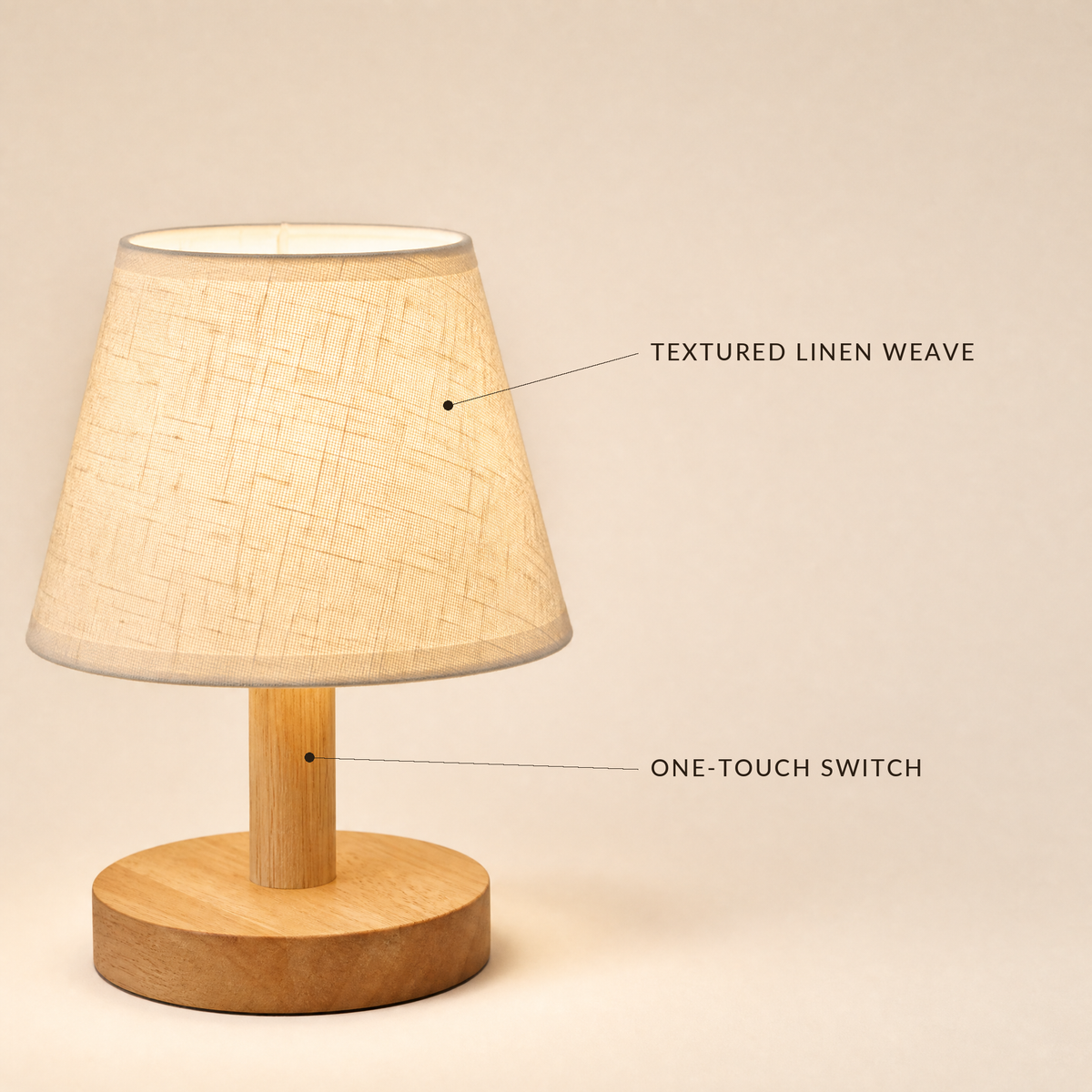 Lavisa - Solid Oak Bedside Table Lamp