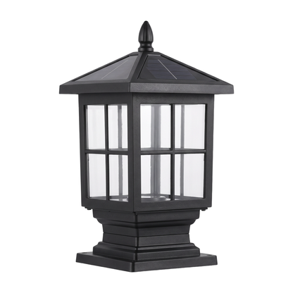 Lavisa - Dual Power Solar and Wired LED Pillar Light with Glass Shade