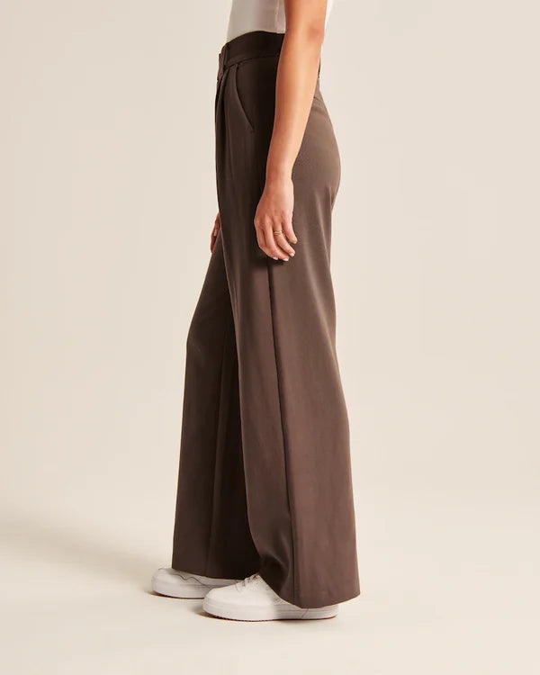 Lavisa - Women's Pleated Wide Leg Trousers High Waist Flowy Dress Pants
