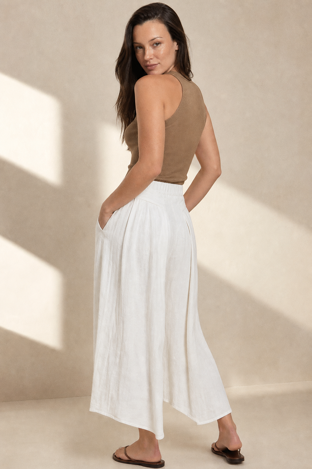 Lavisa - High Waisted Linen Wide Leg Trousers