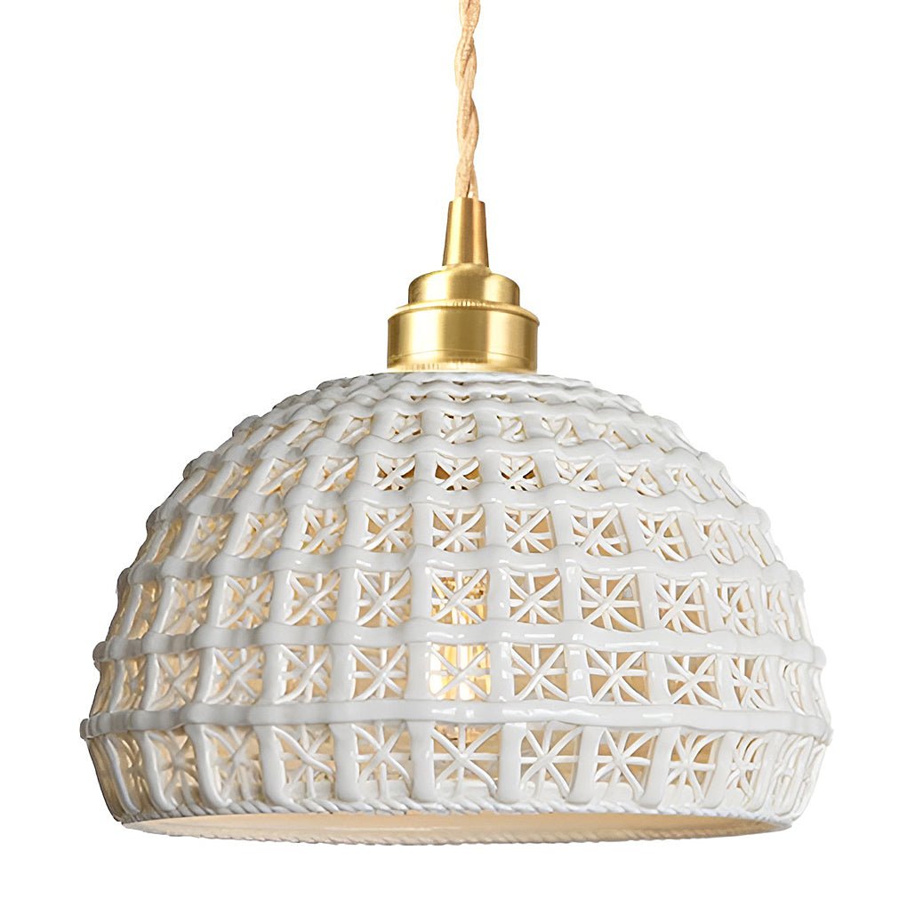 Lavisa - Ceramic Semi Globe Pendant Light with Brass Finish