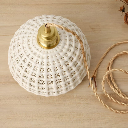 Lavisa - Ceramic Semi Globe Pendant Light with Brass Finish