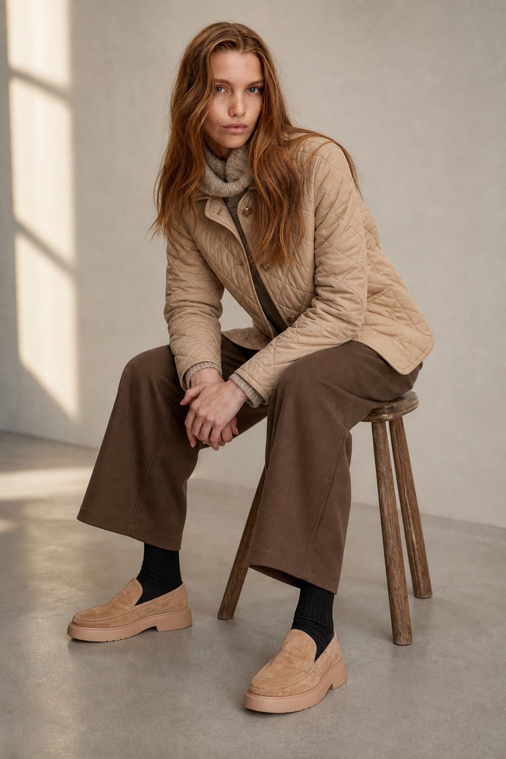Lavisa - High-Waisted Woolen Wide-Leg Pants