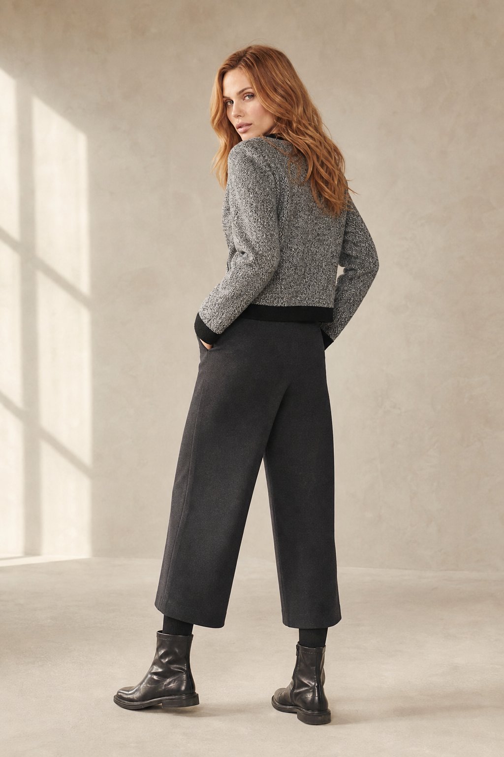 Lavisa - High-Waisted Woolen Wide-Leg Pants