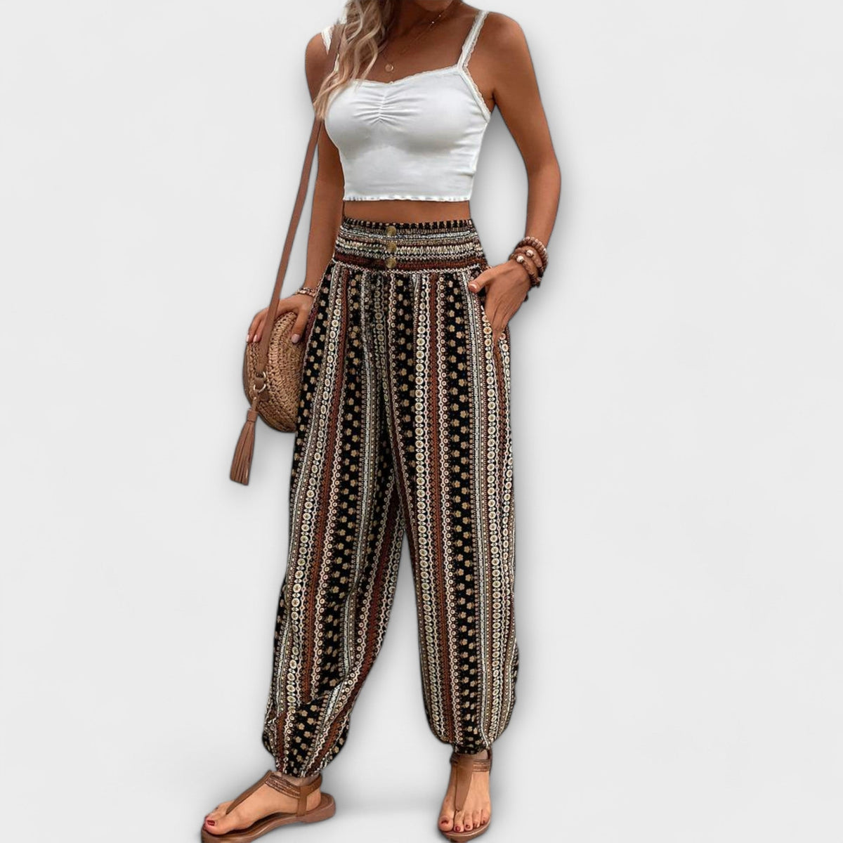 Lavisa - Ethnic Pattern Graphic Print Pants