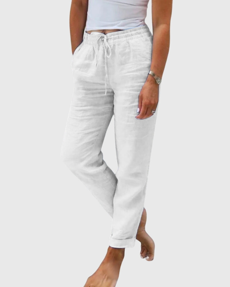 Lavisa - Elegant High Waisted Trousers with Elastic Waist