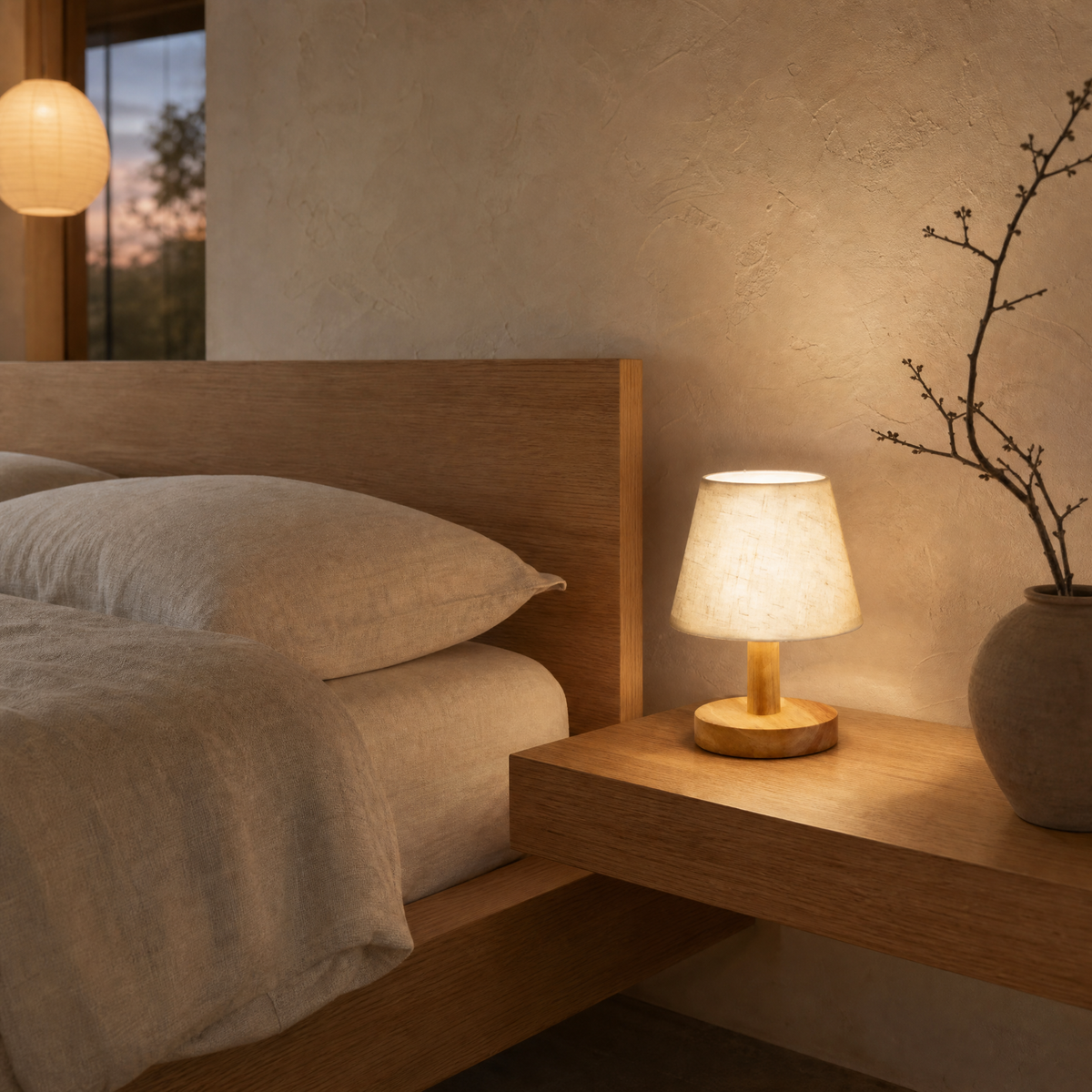 Lavisa - Solid Oak Bedside Table Lamp