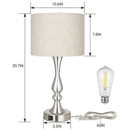 Lavisa - Touch-Control Modern Table Lamps Set of Two with USB Ports