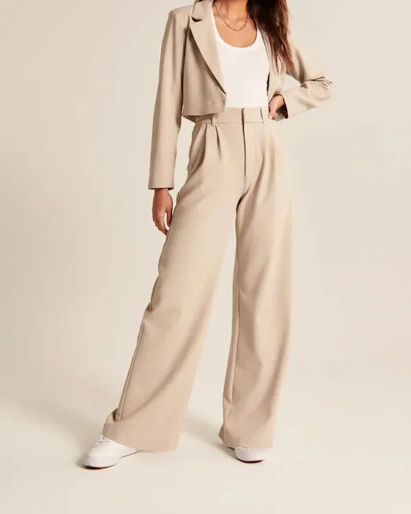 Lavisa - Women's Pleated Wide Leg Trousers High Waist Flowy Dress Pants