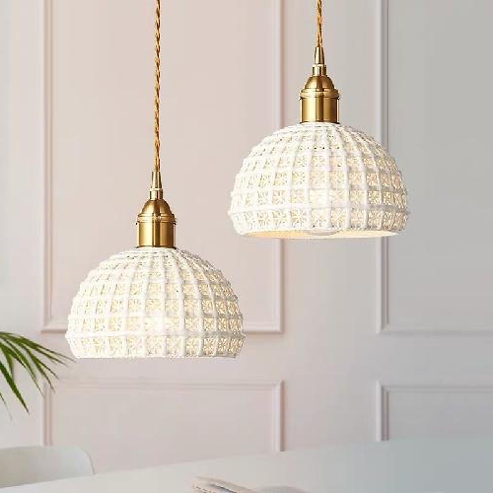 Lavisa - Ceramic Semi Globe Pendant Light with Brass Finish