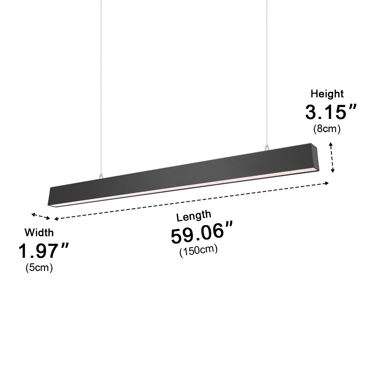 Lavisa - Black Modern Minimalist Linear LED Suspended Pendant Light
