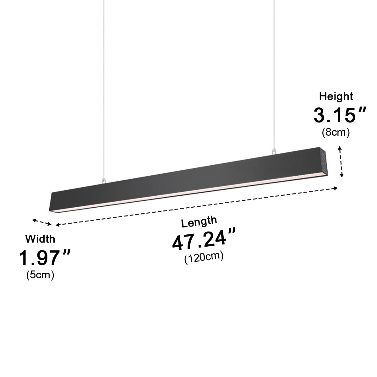Lavisa - Black Modern Minimalist Linear LED Suspended Pendant Light