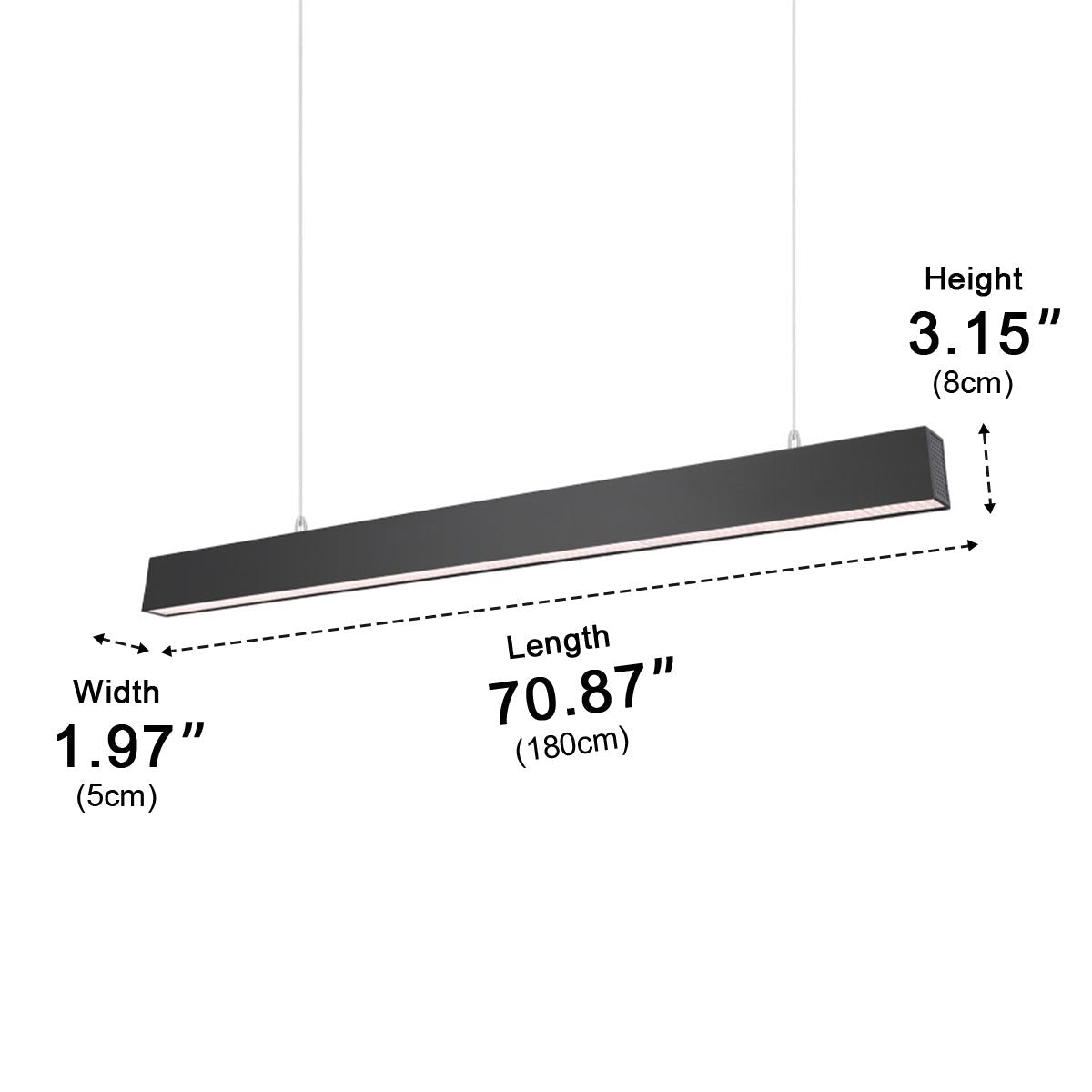 Lavisa - Black Modern Minimalist Linear LED Suspended Pendant Light