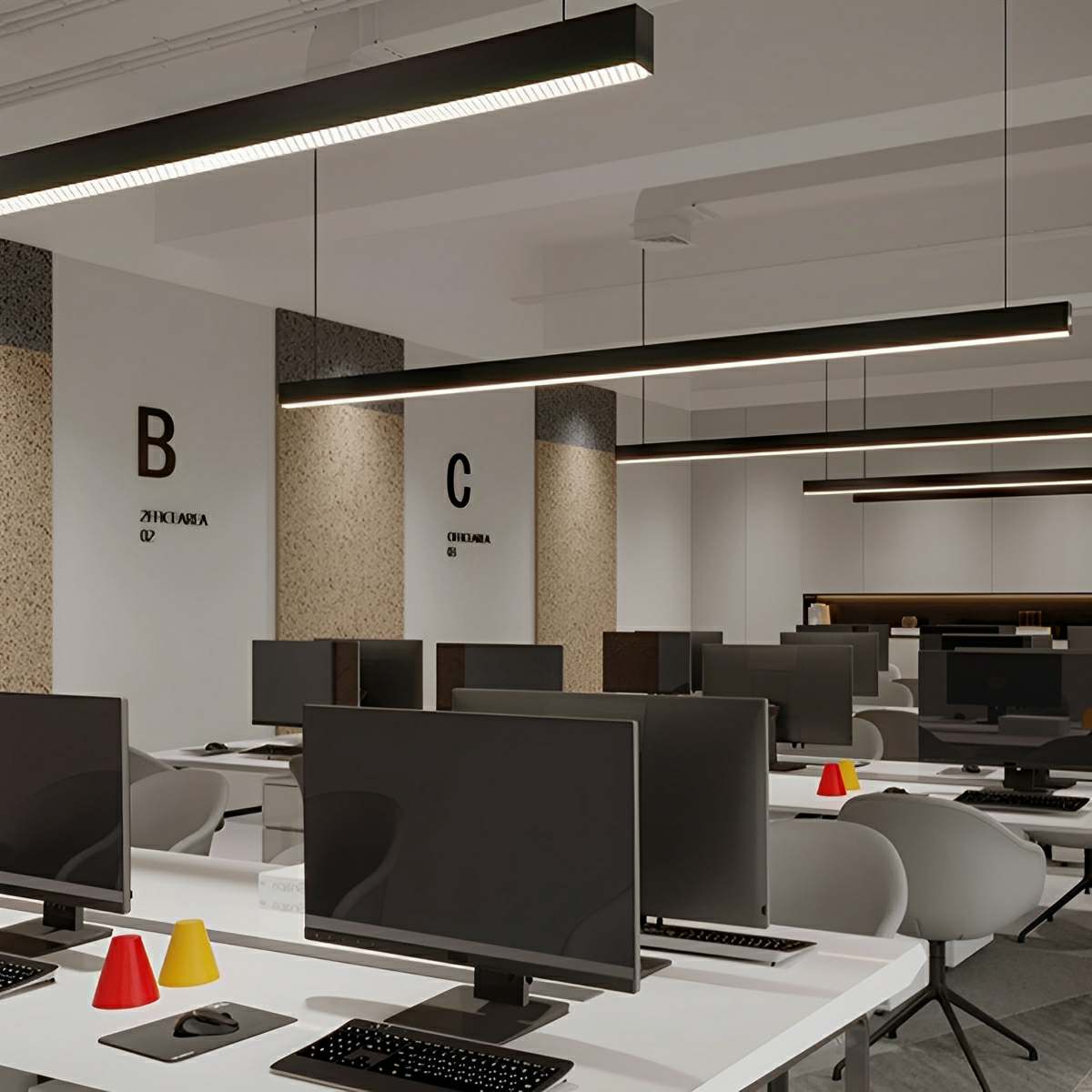 Lavisa - Black Modern Minimalist Linear LED Suspended Pendant Light