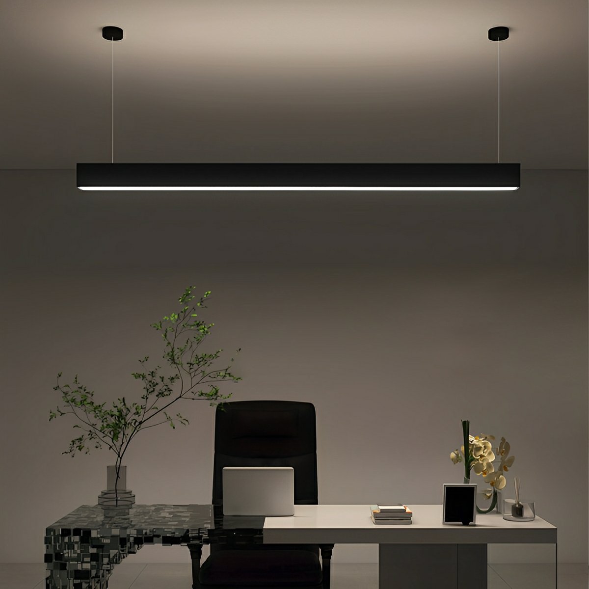 Lavisa - Black Modern Minimalist Linear LED Suspended Pendant Light