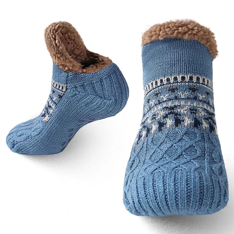 Lavisa - Snow Pattern Fleece Lined Non Slip Winter Socks