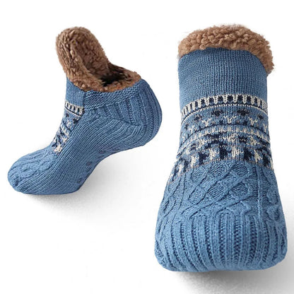 Lavisa - Snow Pattern Fleece Lined Non Slip Winter Socks