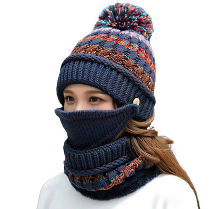 Lavisa - Cozy Knitted Hat Scarf Set with Velvet Lining