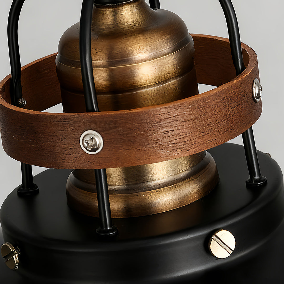 Lavisa - Vintage Iron Farmhouse Pendant Light with Walnut Accents
