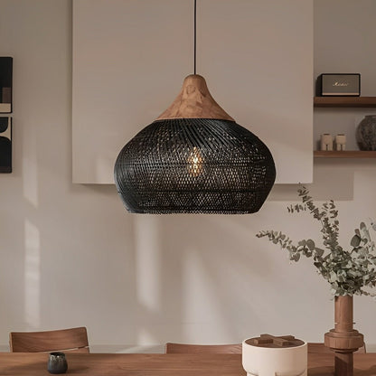 Lavisa - Bowl-Shaped Handmade Rattan Pendant Light Boho Woven Hanging Lamp