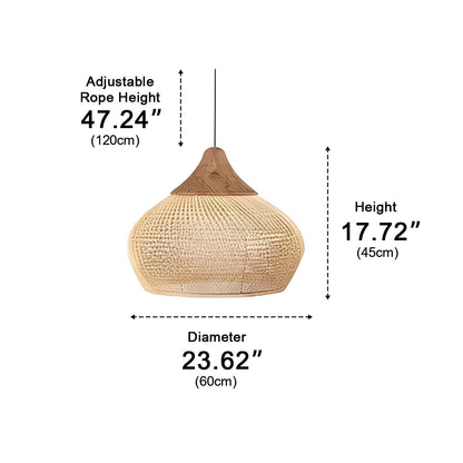 Lavisa - Bowl-Shaped Handmade Rattan Pendant Light Boho Woven Hanging Lamp
