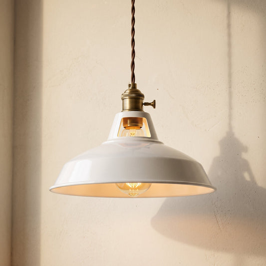 Lavisa - Enamelled Steel Pendant Light with Aged Brass Holder