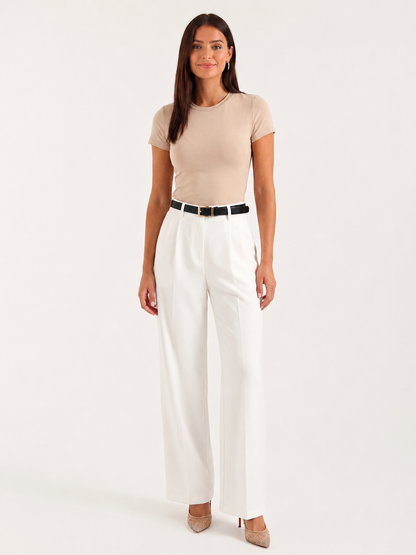 Lavisa - Women's High-Waisted Wide Leg Office Pants - Smart Casual Work Trousers