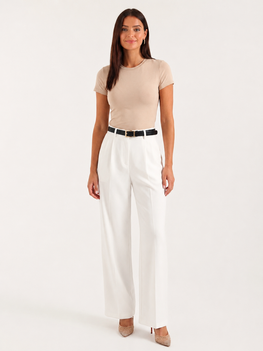 Lavisa - Women's High-Waisted Wide Leg Office Pants - Smart Casual Work Trousers