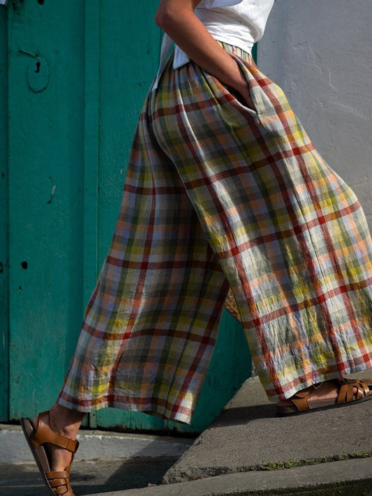 Lavisa - Women's Wide-Leg Plaid Check Pants