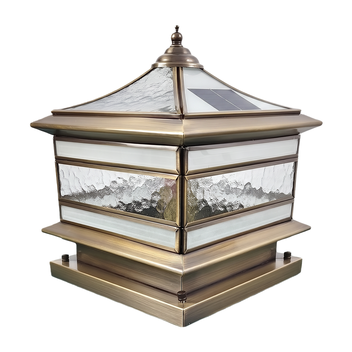 Lavisa - Solar Brass Pillar Light with Glass Shade