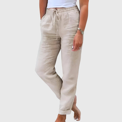 Lavisa - Elegant High Waisted Trousers with Elastic Waist