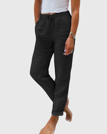 Lavisa - Elegant High Waisted Trousers with Elastic Waist