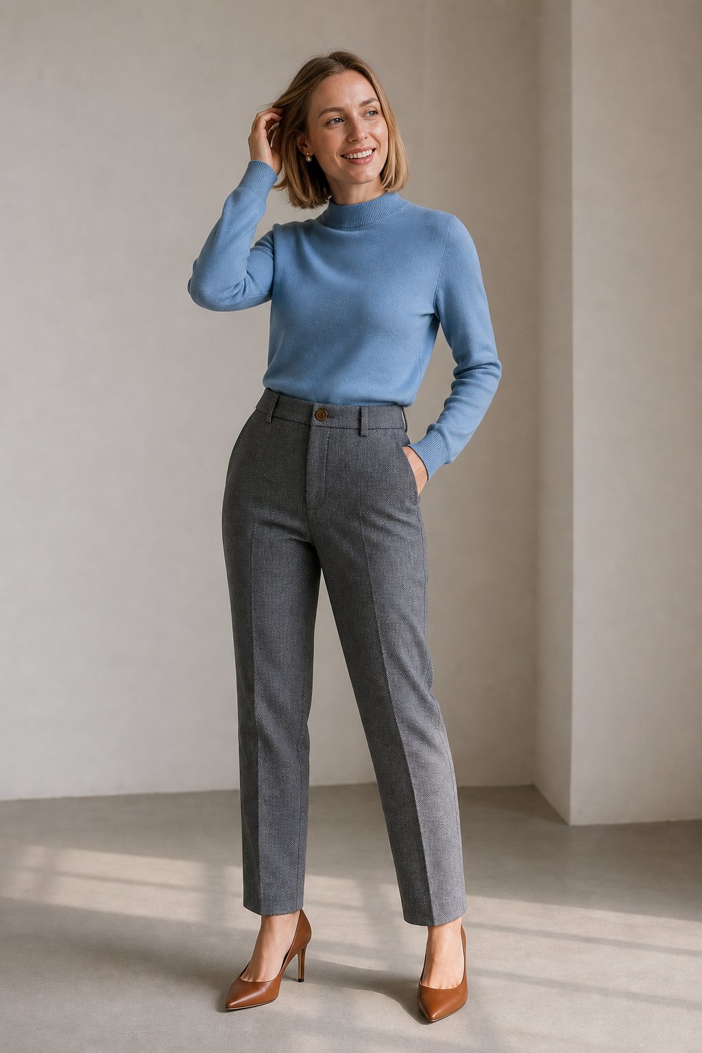 Lavisa - Tailored Ankle Length Wool Blend Tapered Pants