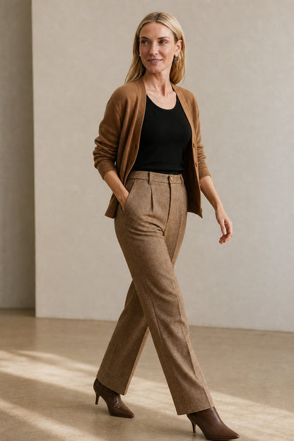 Lavisa - Tailored Ankle Length Wool Blend Tapered Pants