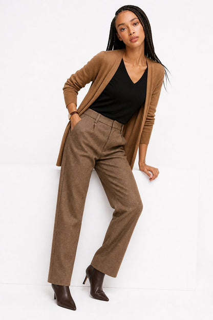 Lavisa - Tailored Ankle Length Wool Blend Tapered Pants