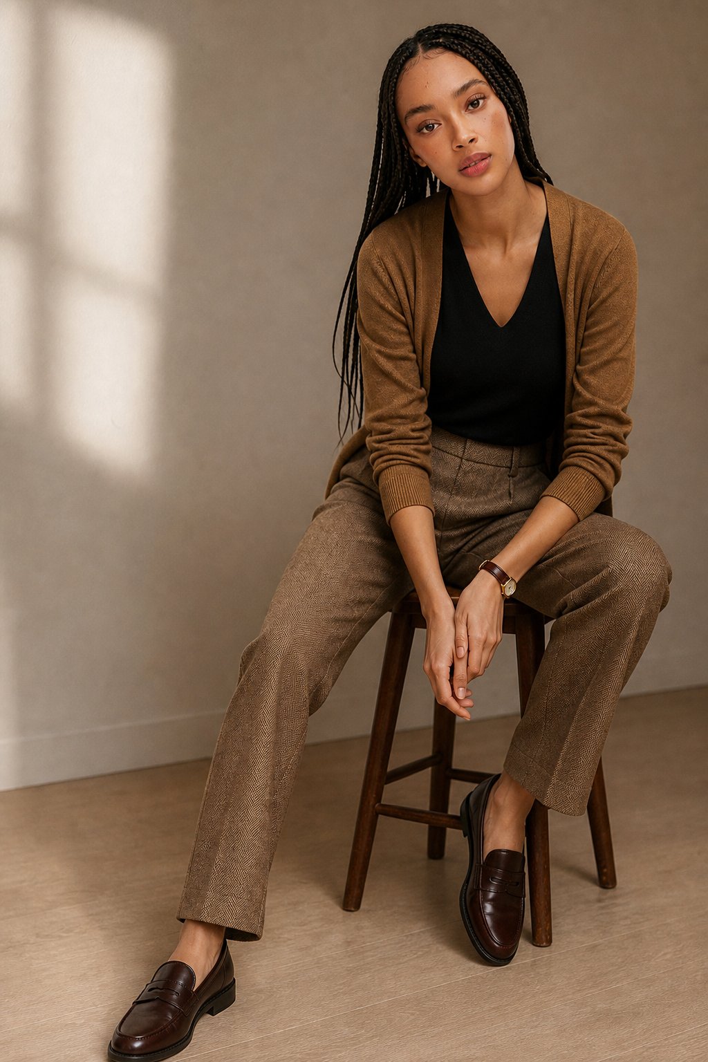 Lavisa - Tailored Ankle Length Wool Blend Tapered Pants