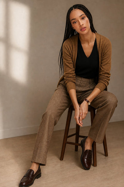 Lavisa - Tailored Ankle Length Wool Blend Tapered Pants