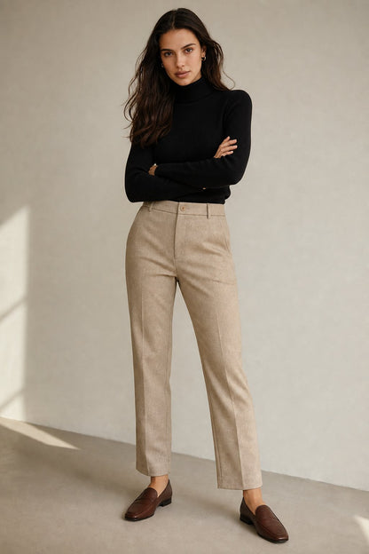 Lavisa - Tailored Ankle Length Wool Blend Tapered Pants