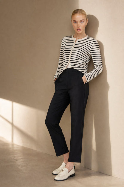 Lavisa - Slim Fit High-Waist Ankle Trousers
