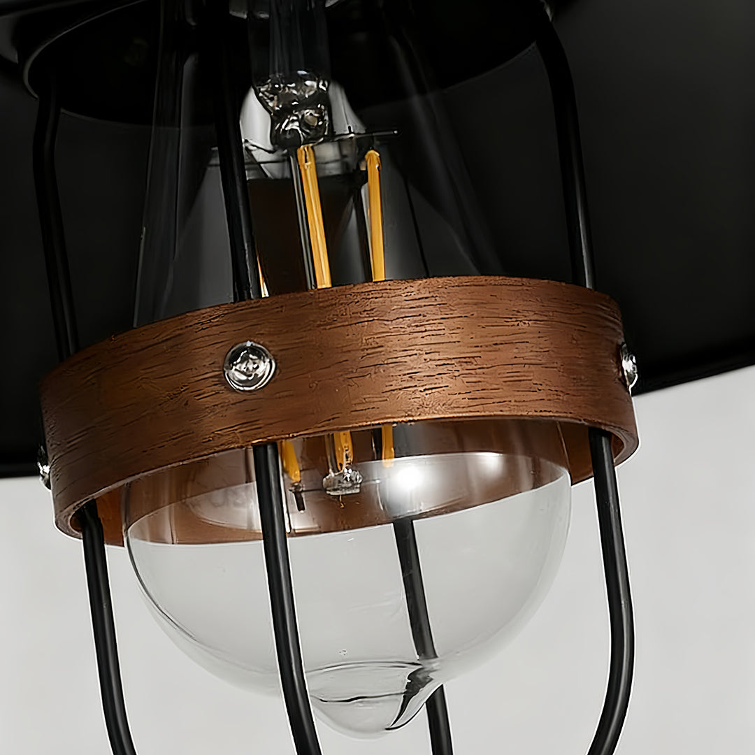 Lavisa - Vintage Iron Farmhouse Pendant Light with Walnut Accents