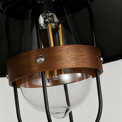 Lavisa - Vintage Iron Farmhouse Pendant Light with Walnut Accents
