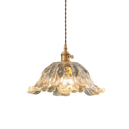 Lavisa - Japanese Floral Glass Pendant Light Brass Ceiling Fixture
