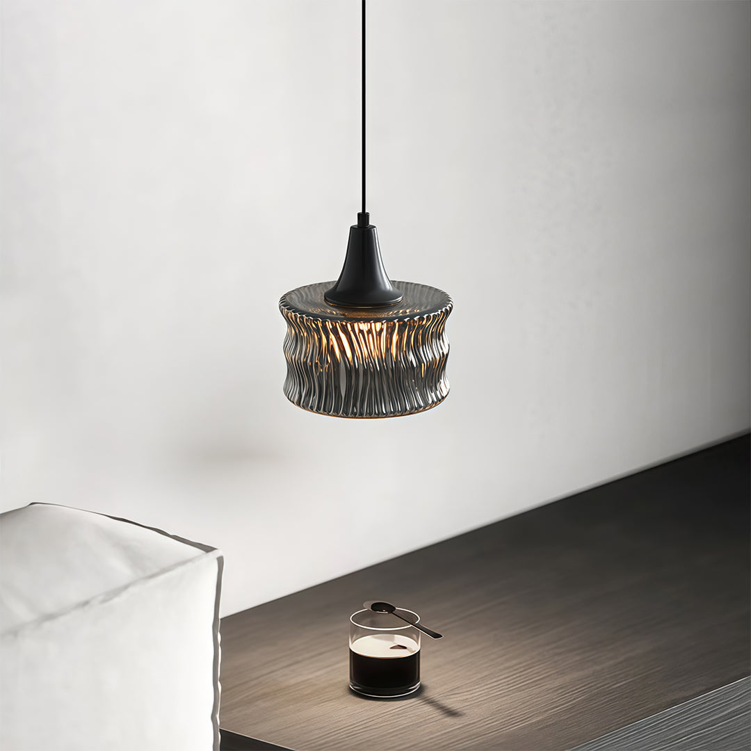 Lavisa - Glass Drum Pendant Light with 3-Step Dimmable LED