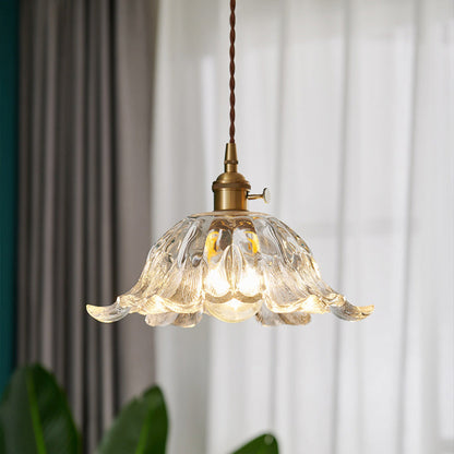 Lavisa - Japanese Floral Glass Pendant Light Brass Ceiling Fixture
